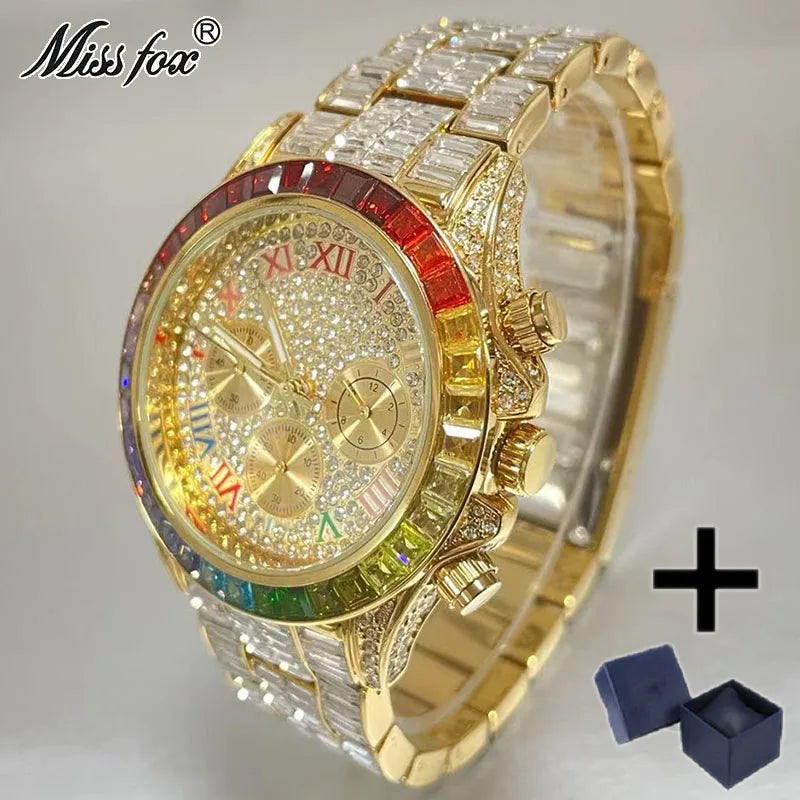 Miss Fox Luxury Multicolored Iced Watch For Men