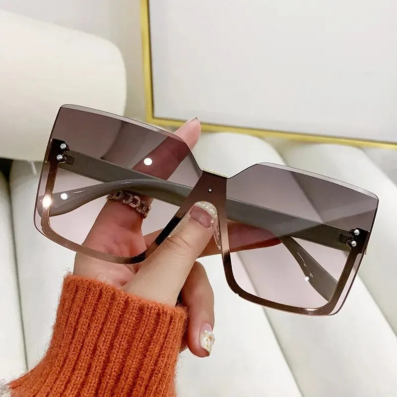 Oversize Half-frame Fashion Sunglasses