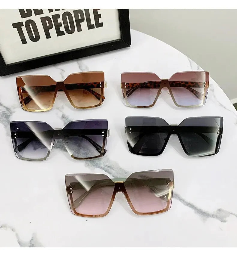 Oversize Half-frame Fashion Sunglasses