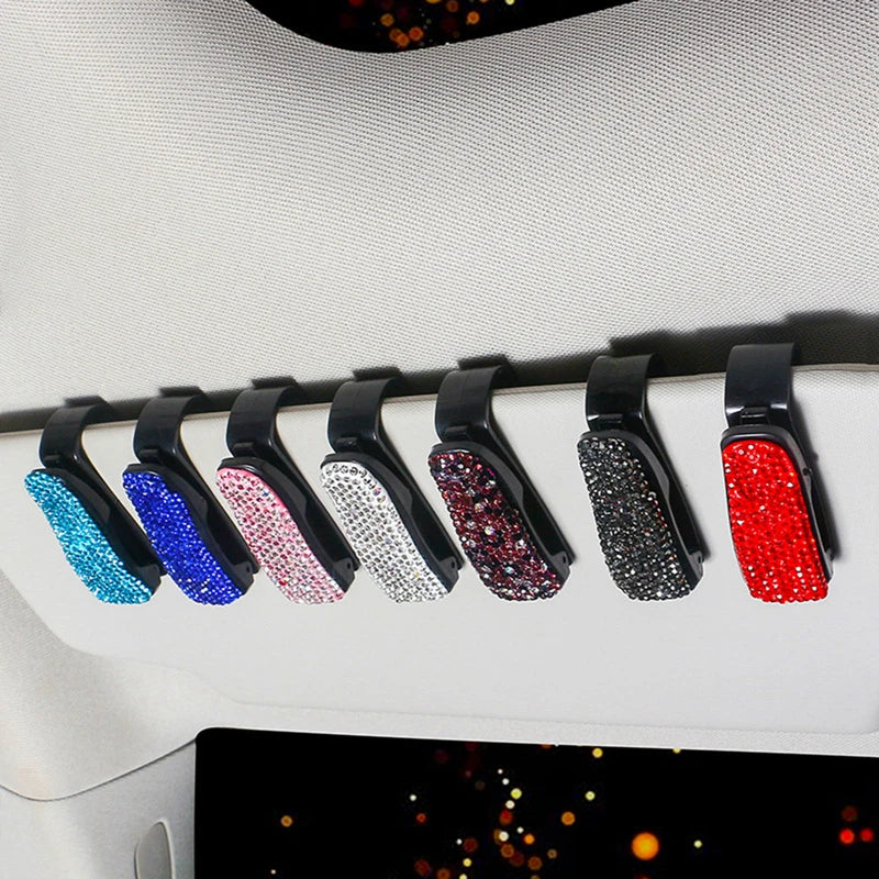 Sun Visor Rhinestone Sunglasses Clip Holder