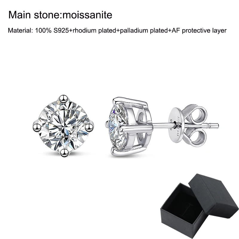 Smyoue 0.1-3CT Moissanite Studs Earrings for Men Women S925 Silver Platinum Plated