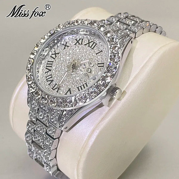 Women's Luxury Watch Miss Fox Fashion Waterproof Iced Diamond Quartz Watch