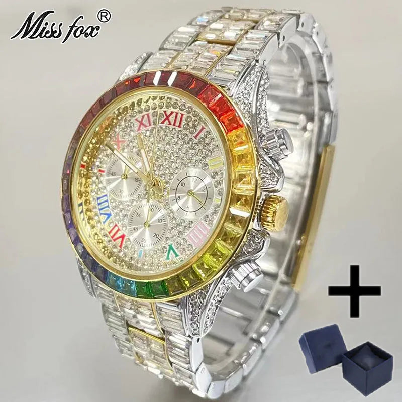 Miss Fox Luxury Multicolored Iced Watch For Men