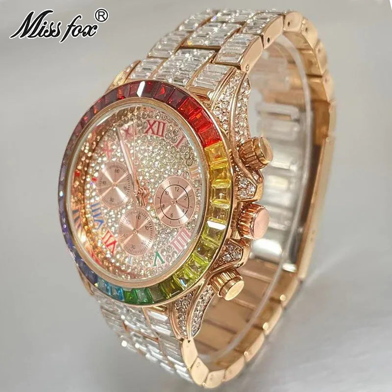 Miss Fox Luxury Multicolored Iced Watch For Men