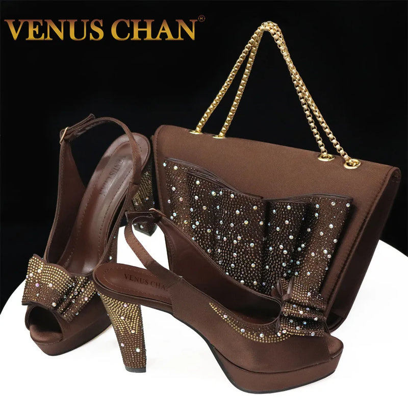 Venus Chan Floral High Heels & Bag Set