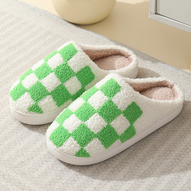 Unisex Cotton Checkerboard Slippers