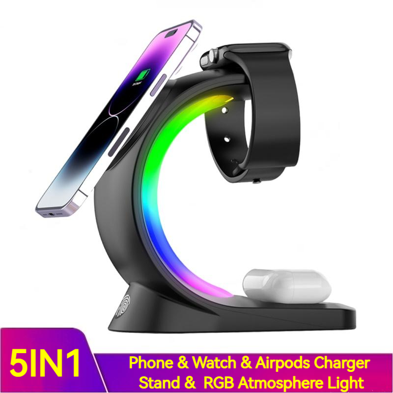 4 In 1 Magnetic lit up Wireless Fast Charging For Smart Phone, Airpods, Pro I-phone Watch