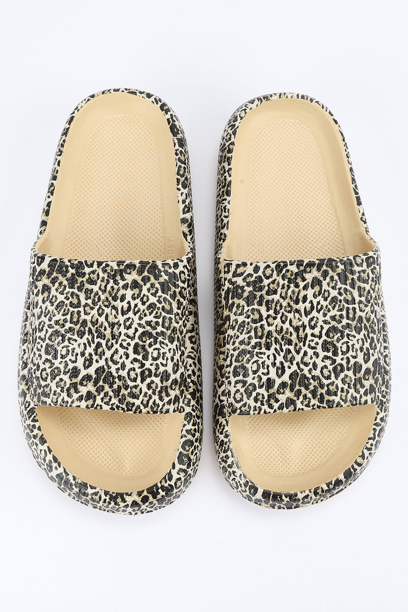 Leopard Print Casual Soft Rubber Slides Shoes