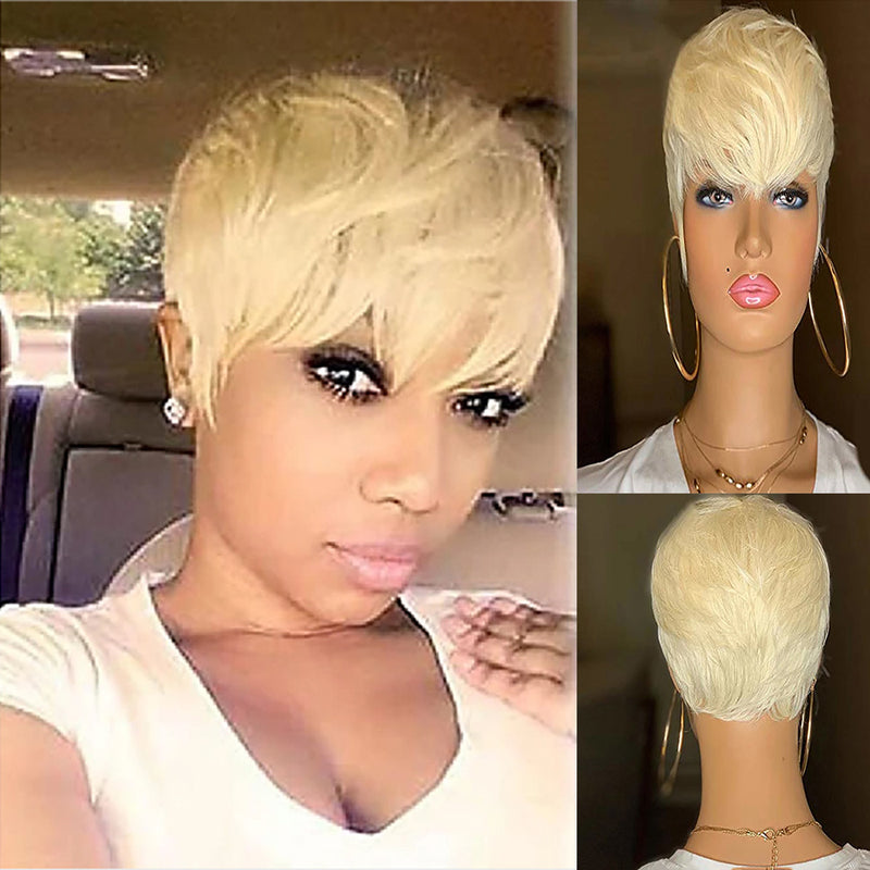 Silk Blonde Pixie Haircut Wig