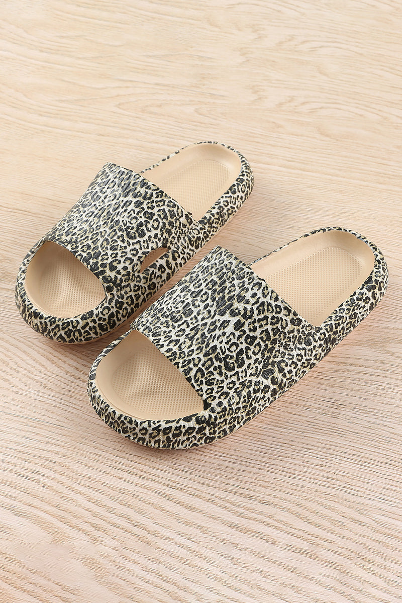 Leopard Print Casual Soft Rubber Slides Shoes