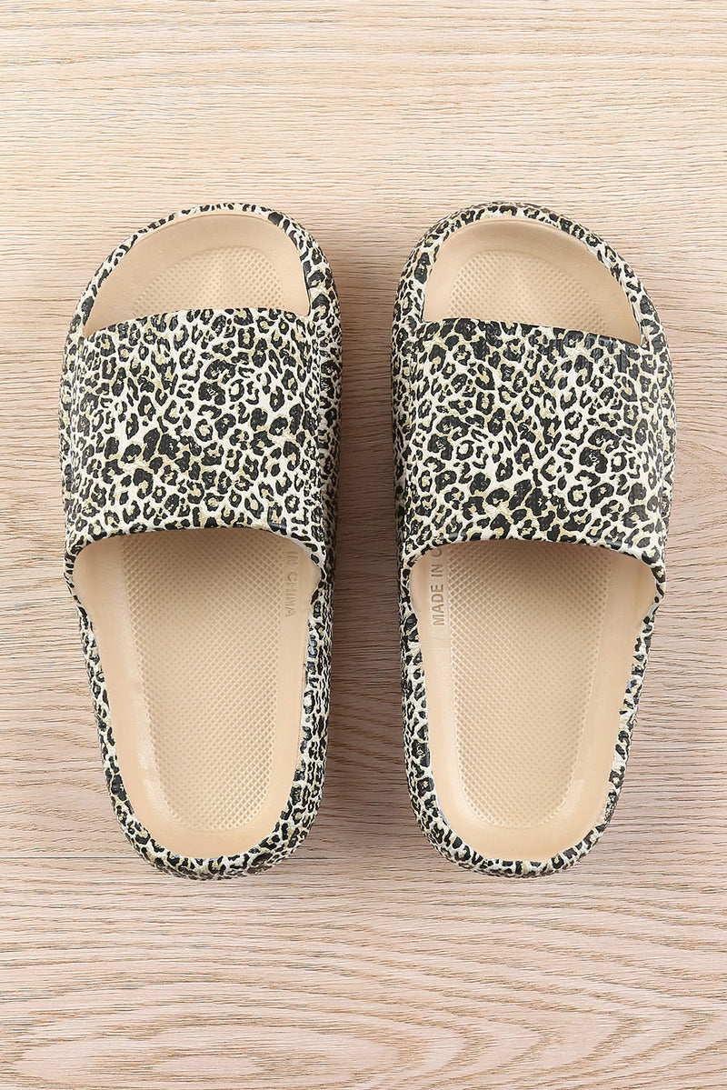 Leopard Print Casual Soft Rubber Slides Shoes