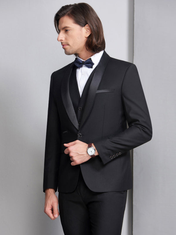 Men's Slim Black Three Piece Suit