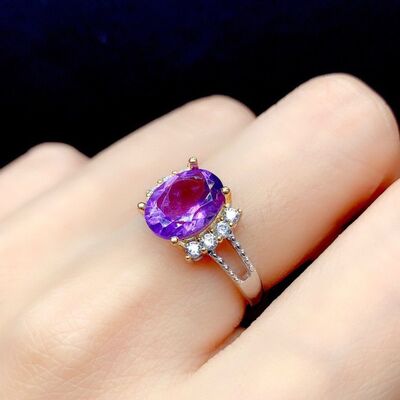 Silver-Plated Artificial Gemstone Ring