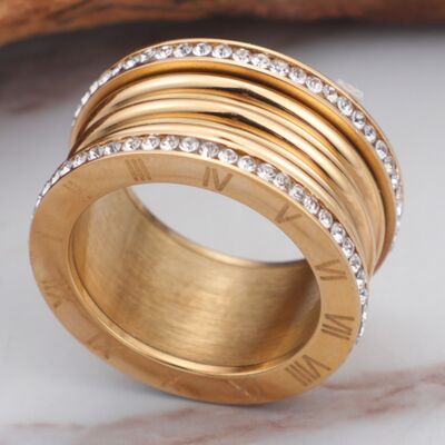 Inlaid Zircon Stainless Steel Ring