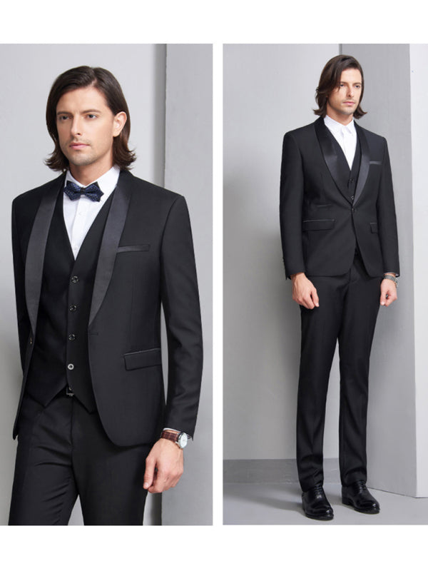 Men's Slim Black Three Piece Suit