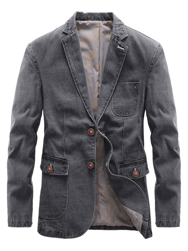 Men's Casual Loose Denim Multi-pocket Suit Jacket