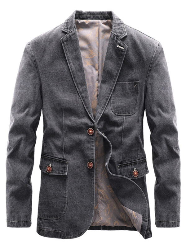 Men's Casual Loose Denim Multi-pocket Suit Jacket